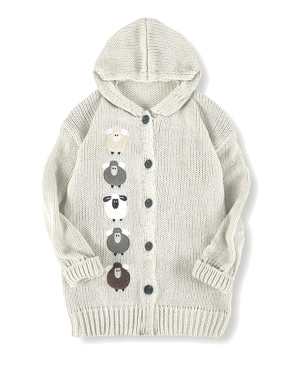 Tavenna | Women's Hooded Cardigan Chunky Knit - Cream - Image 2