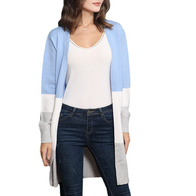 Tavewyn | Women's Colorblock Open Front Long Cardigan - Image 2