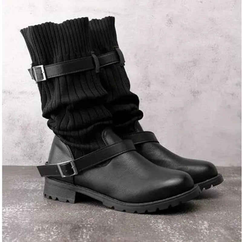 Tavewyn | Women's Knit Slouch Mid-Calf Winter Boots - Image 2