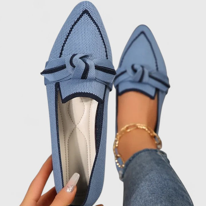 Thessamine | Women's Pointed Toe Loafers Slip-On Flats - White - Image 2