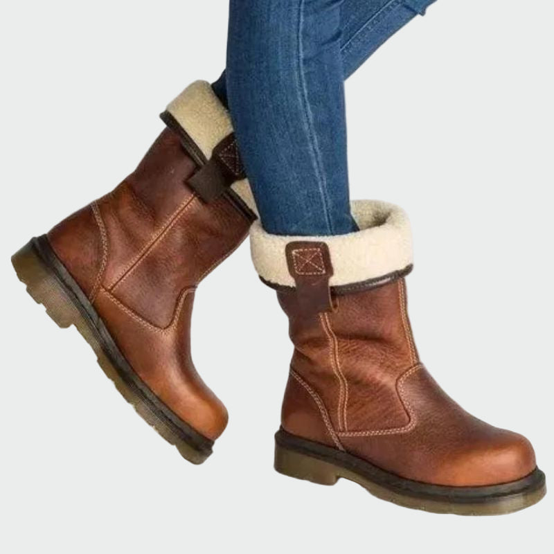 Threnova | Women's Waterproof Winter Boots Fleece-Lined - Brown - Image 1