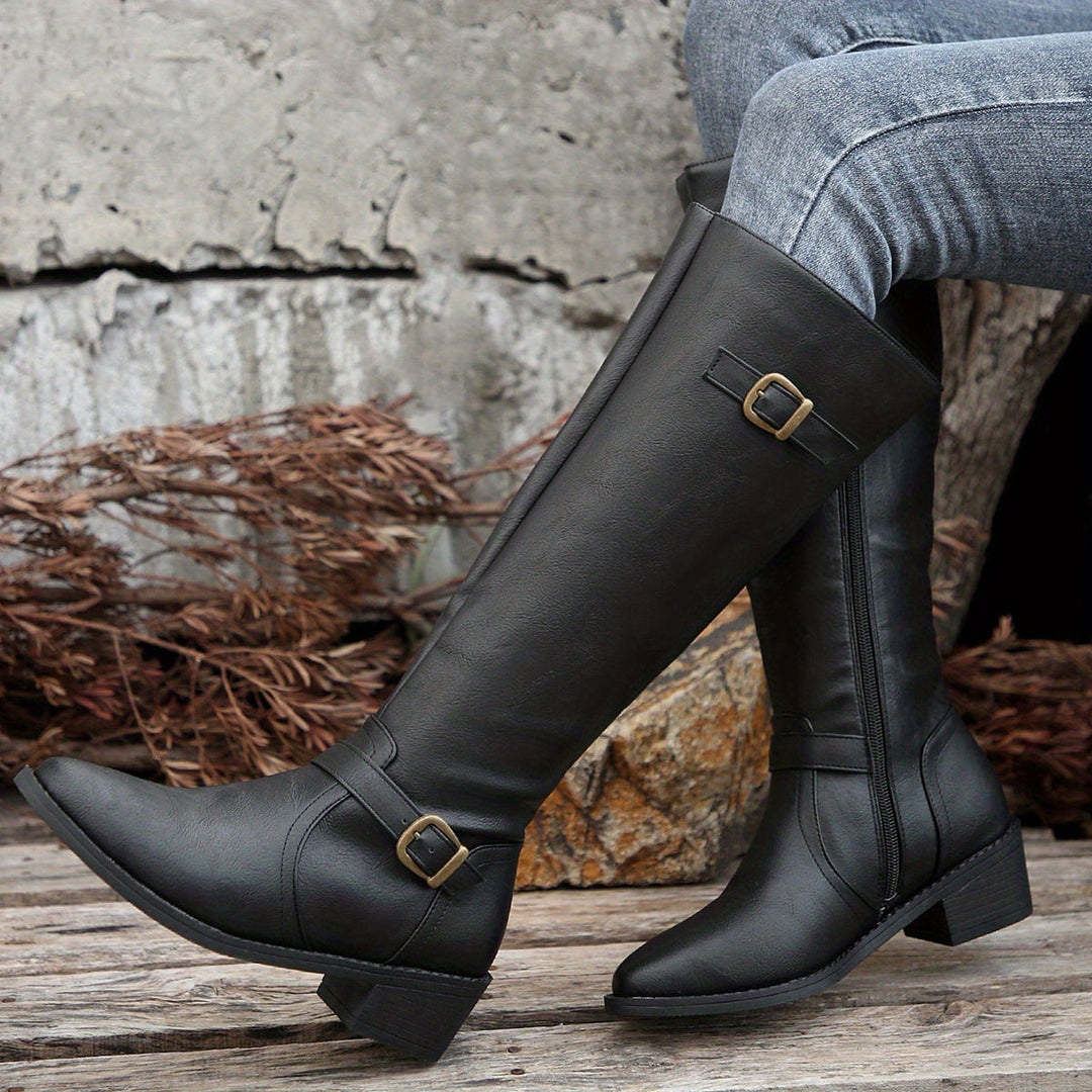 Trevanna | Women's Knee-High Riding Boots - Black - Image 1