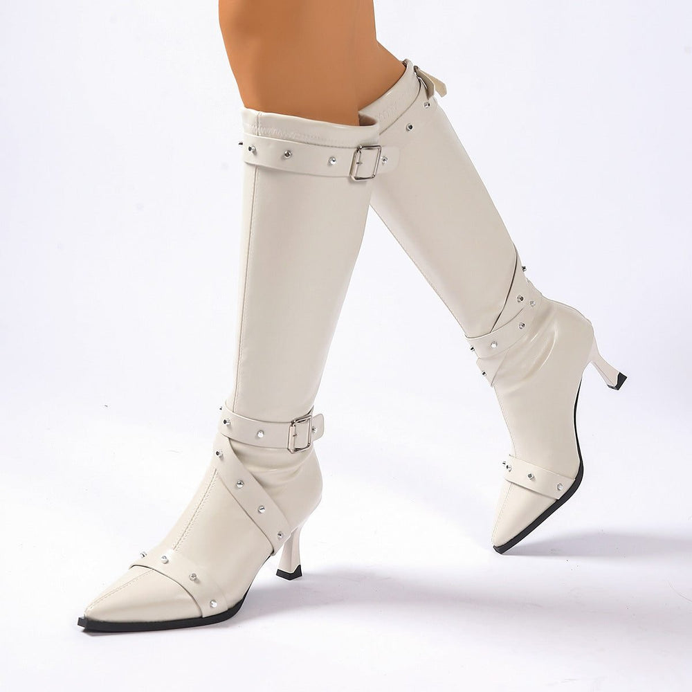 Trevisse | Women's Knee-High Heeled Boots - Brown - Image 2
