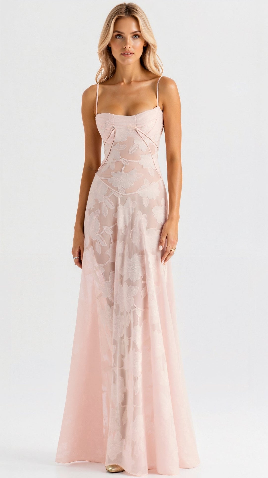 Veldara | Women's Fall Wedding Guest Maxi Dress - Light Pink - Image 1