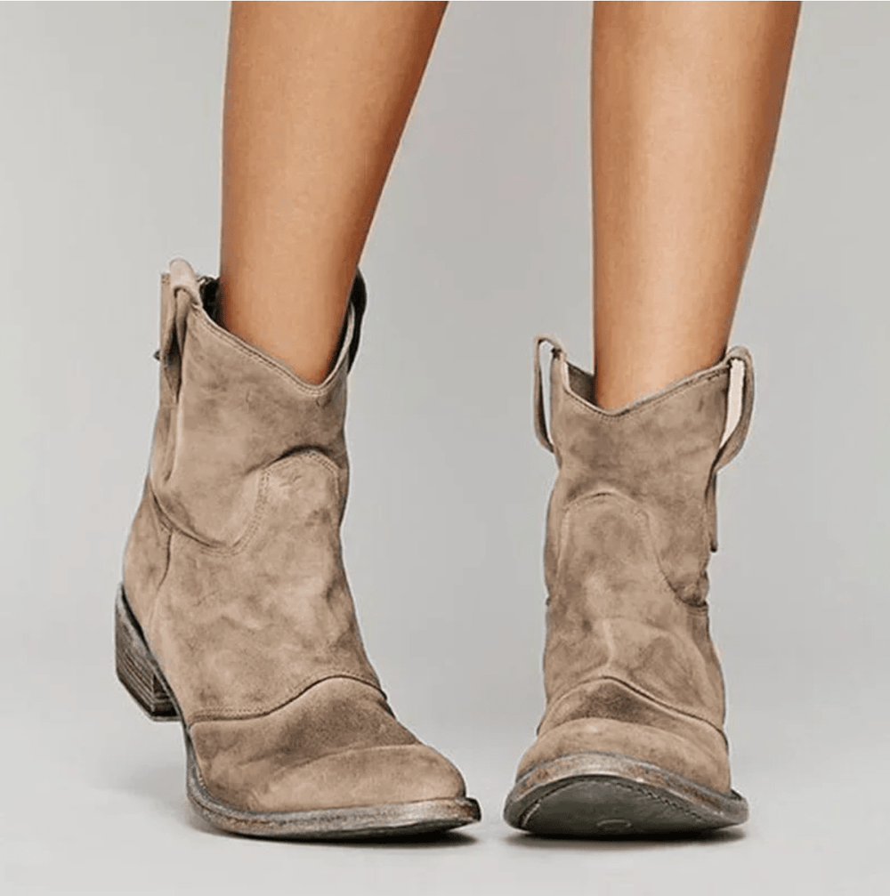 Veldara | Women's Suede Western Ankle Boots - Blue - Image 2