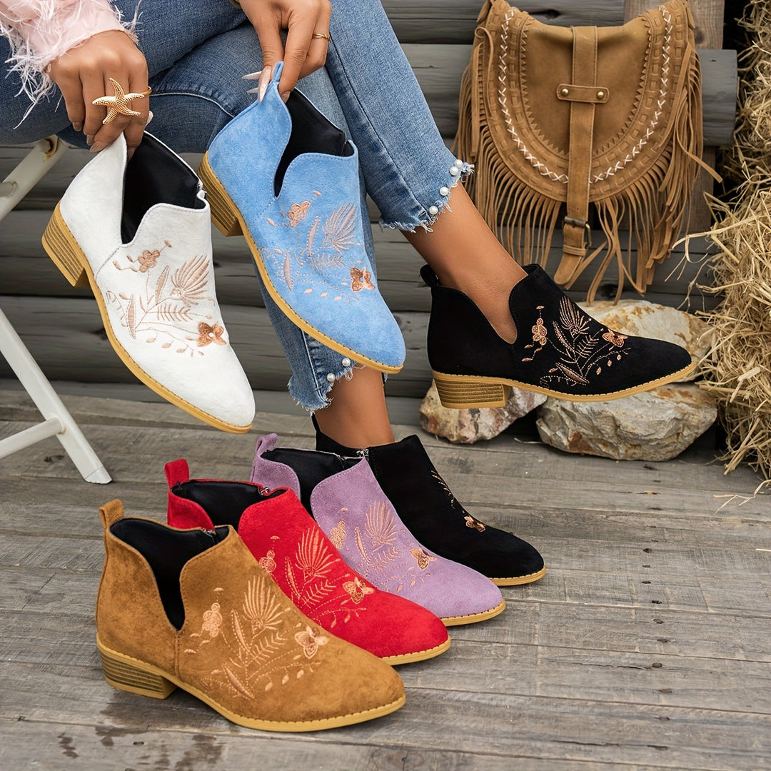 Veldenne | Women's Embroidered Ankle Boots - Image 1