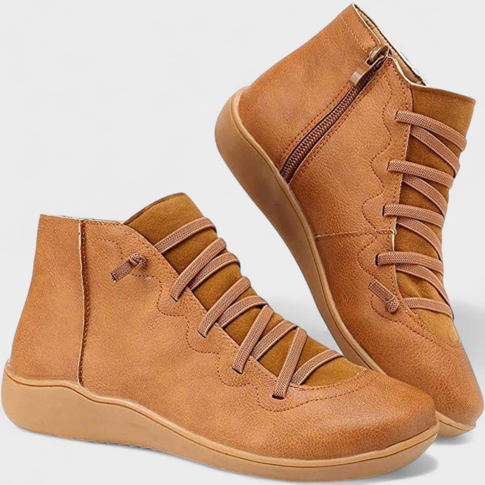 Veldenne | Women's Lace-Up Ankle Boots Side Zip - Red - Image 2