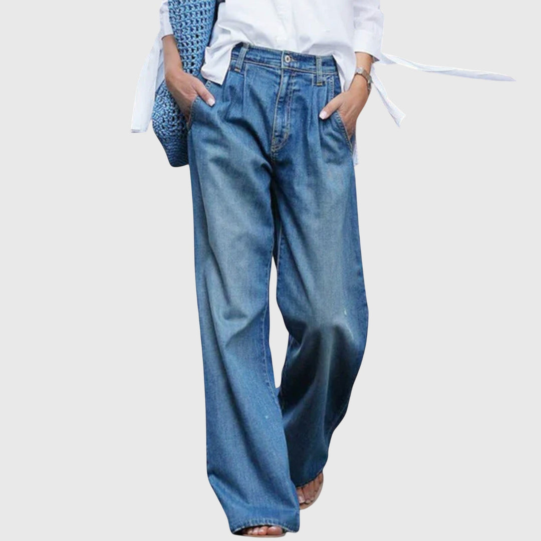 Veldray | Women's Baggy Wide Leg Jeans - Blue - Image 1