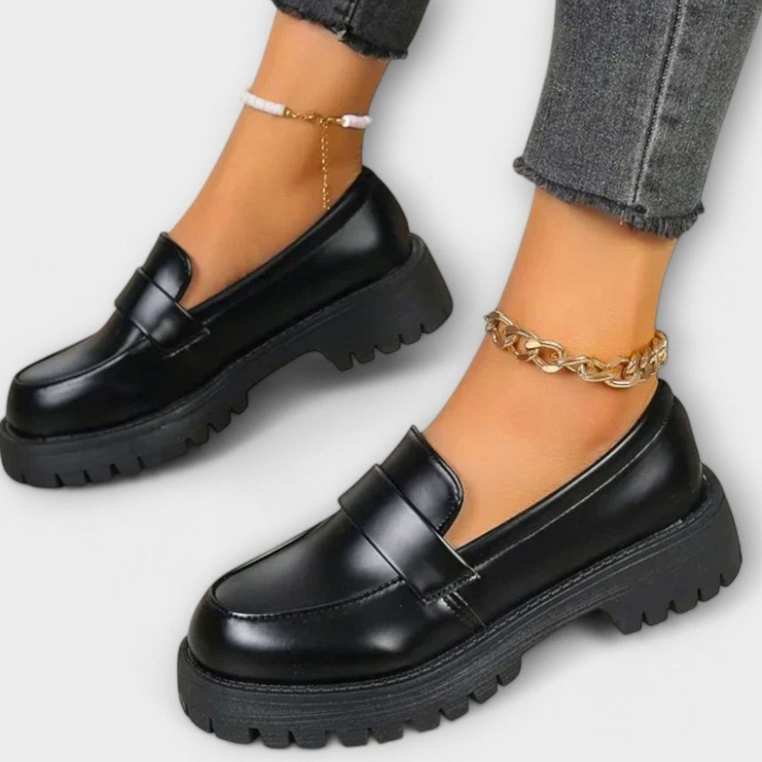 Veldris | Women's Platform Loafers Chunky Sole - Black - Image 1