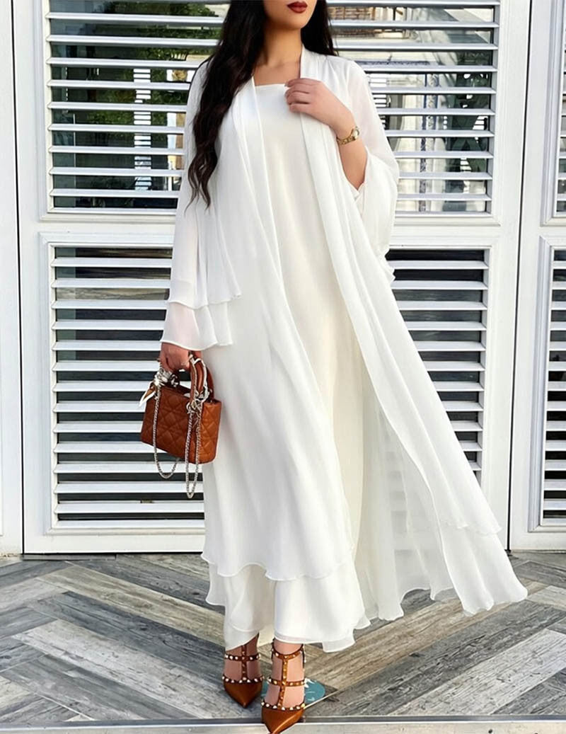 Veldwyn | Women's Open-Front Maxi Cardigan Duster - Taupe - Image 2