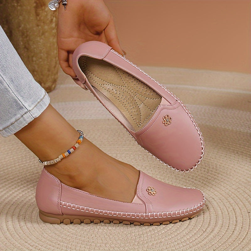 Velindra | Women's Slip-On Loafers Flat Shoes - Pink - Image 1