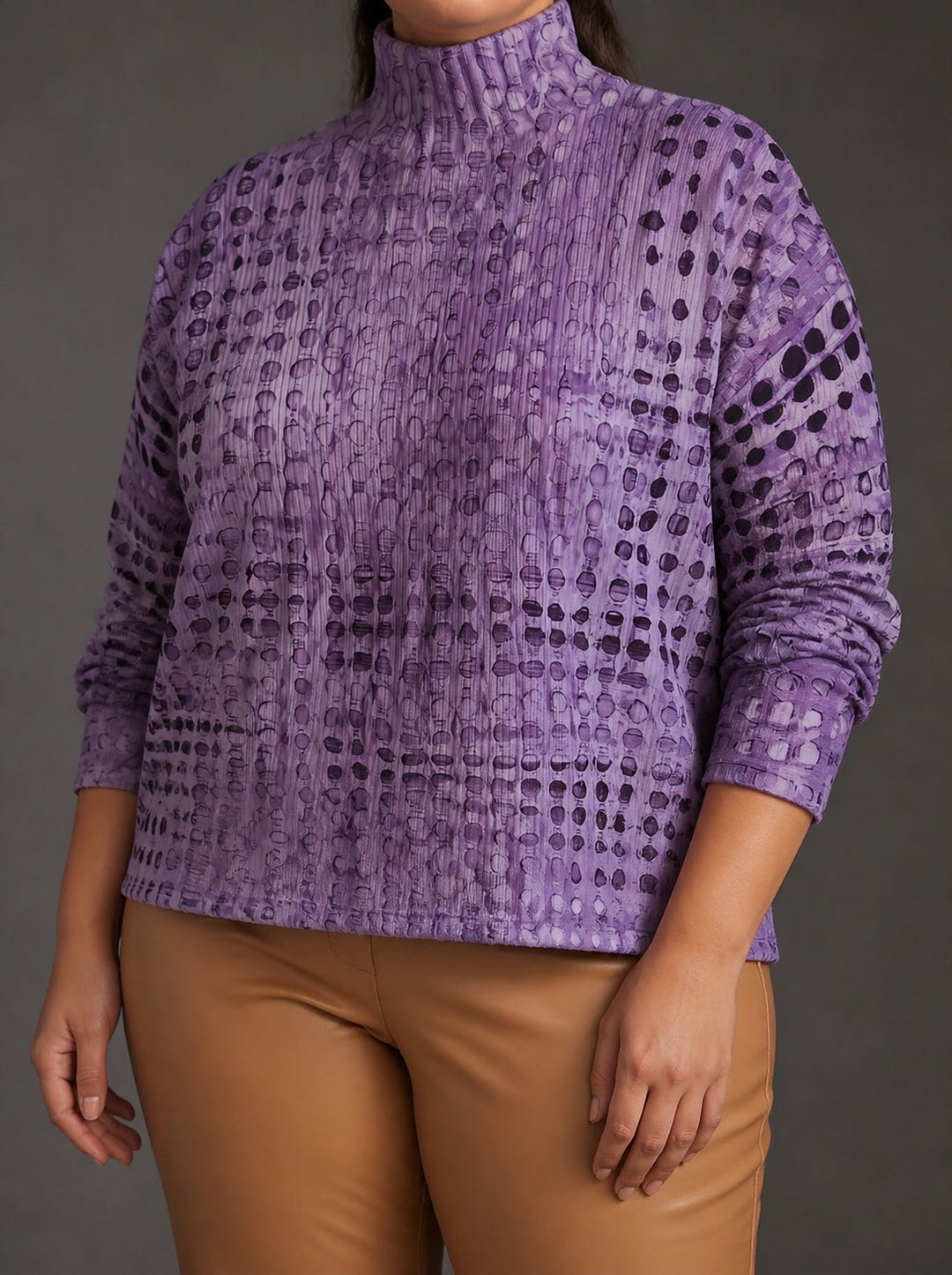 Vennick | Women's Turtleneck Sweater Long Sleeve Top - Purple - Image 1