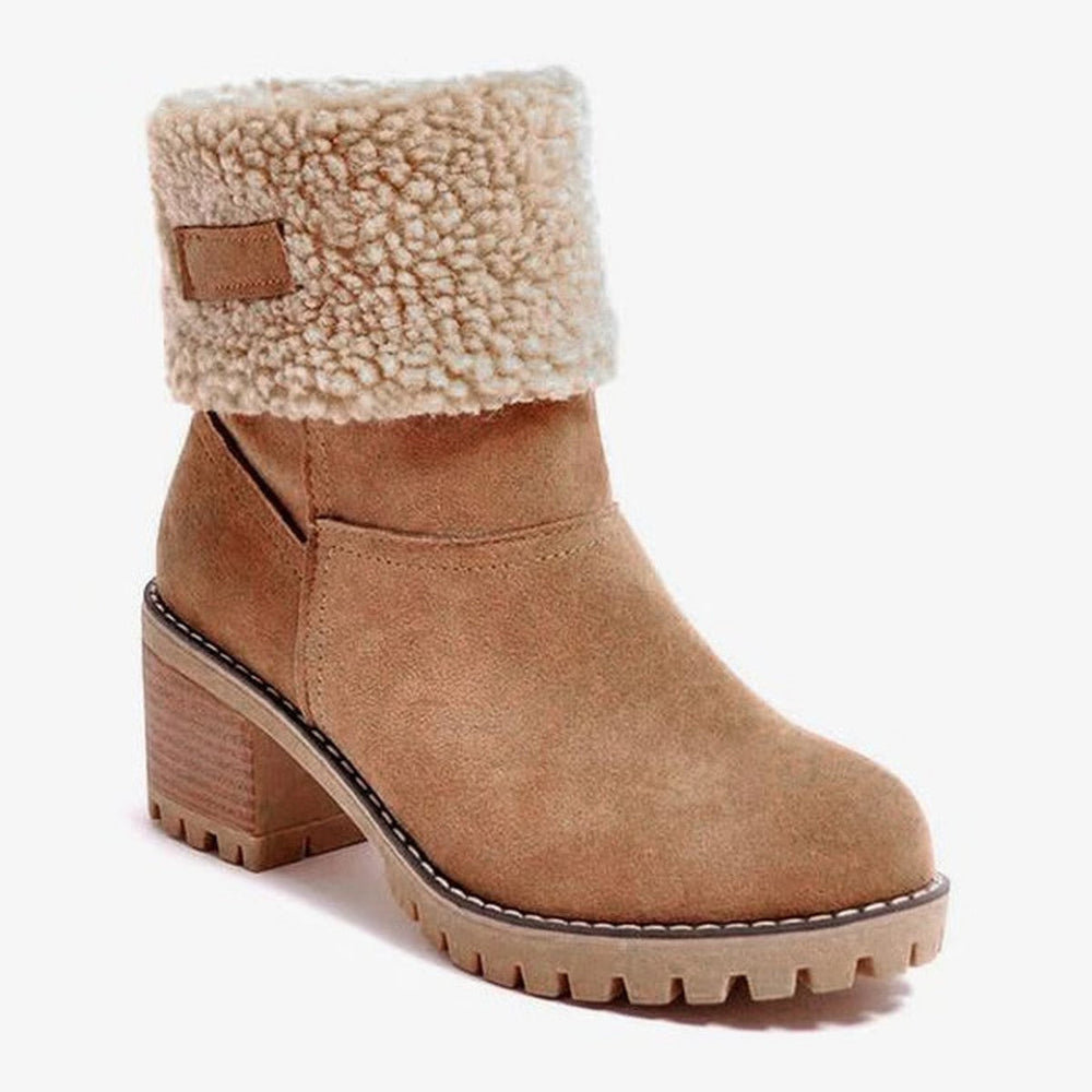 Verlowe | Women's Faux Fur Cuff Winter Ankle Boot - Black - Image 2