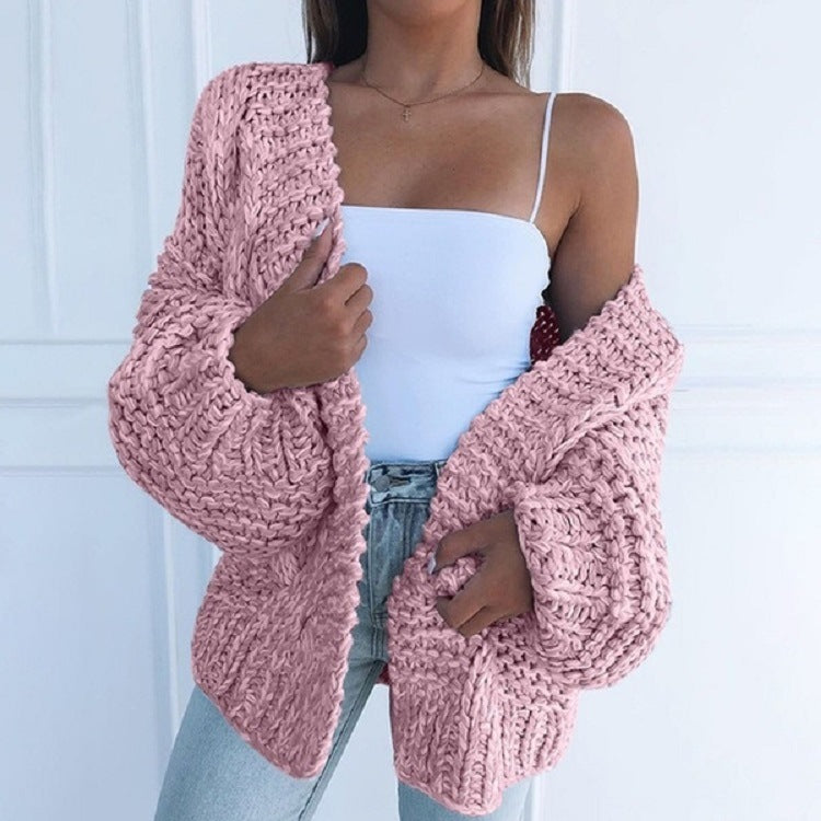 Vornella | Women's Oversized Chunky Knit Cardigan - Light Blue - Image 2