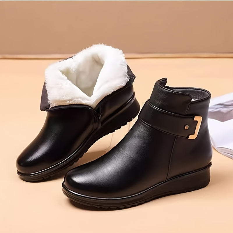 Vorrinda | Women's Fleece-Lined Winter Ankle Boots - Black - Image 1