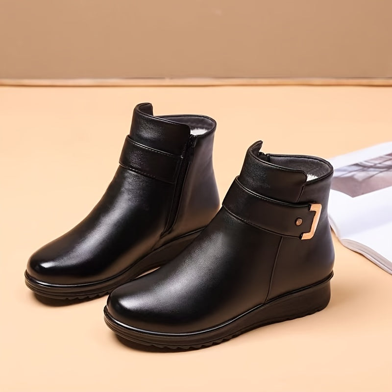 Vorrinda | Women's Fleece-Lined Winter Ankle Boots - Black - Image 2