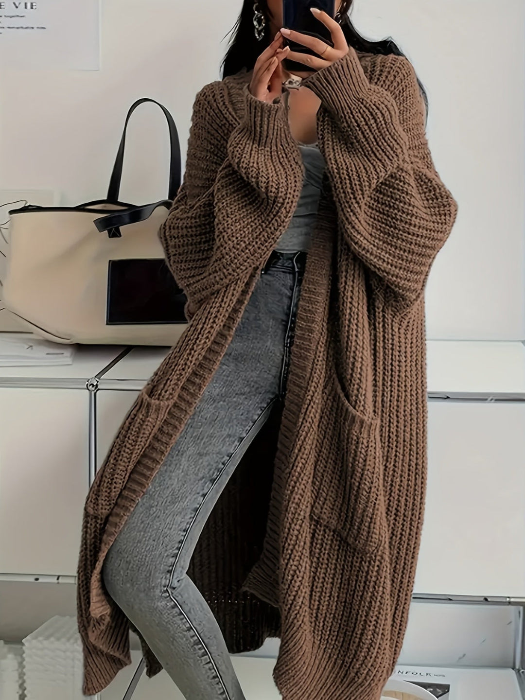 Vorryn | Women's Oversized Long Knit Cardigan - Image 1