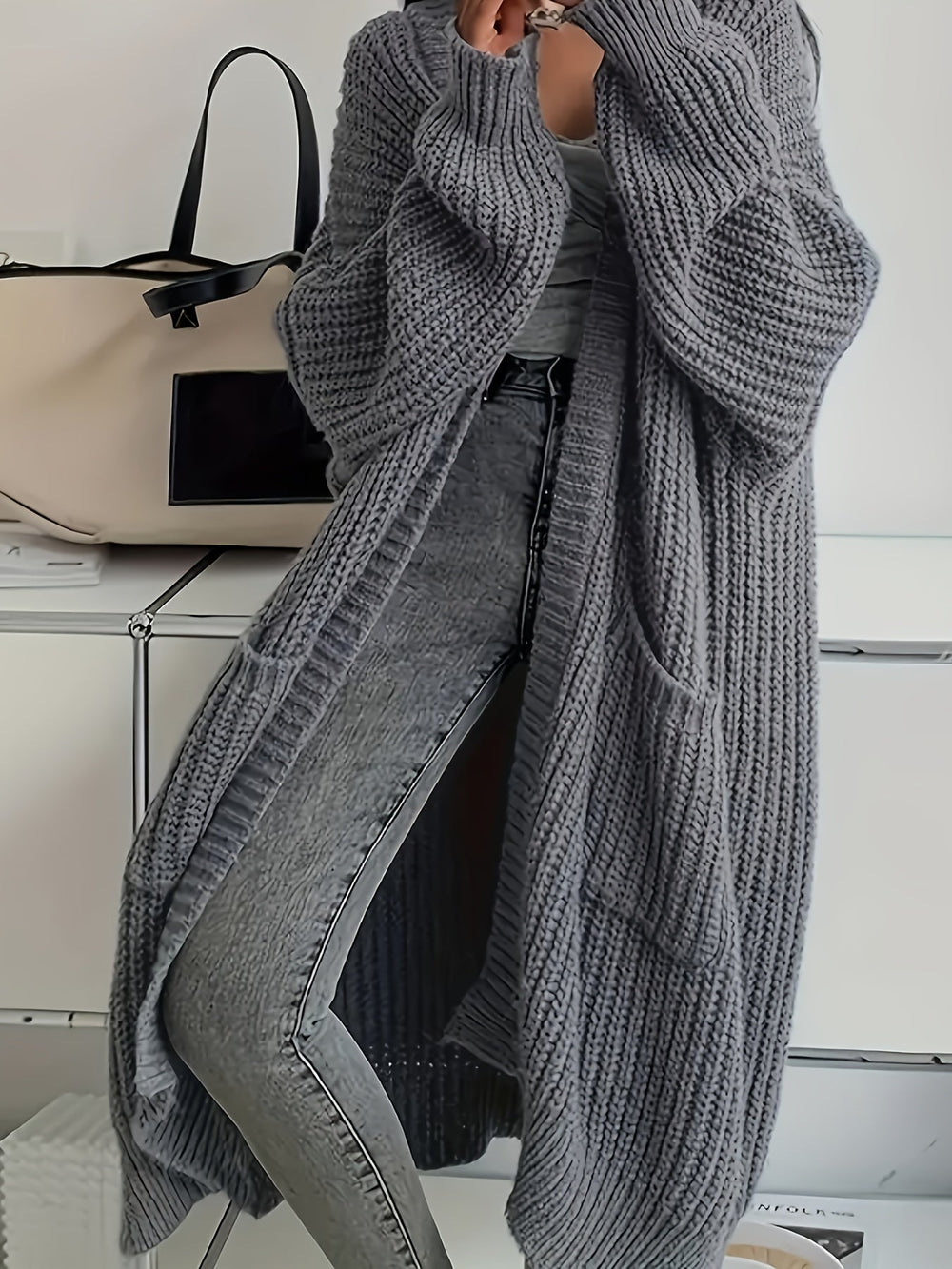 Vorryn | Women's Oversized Long Knit Cardigan - Image 2
