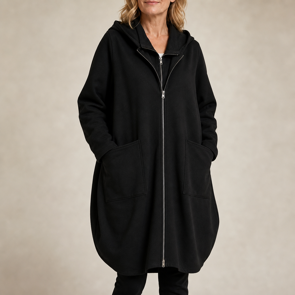 Wrenlora | Women's Hooded Winter Coat Mid-Length - Black - Image 1