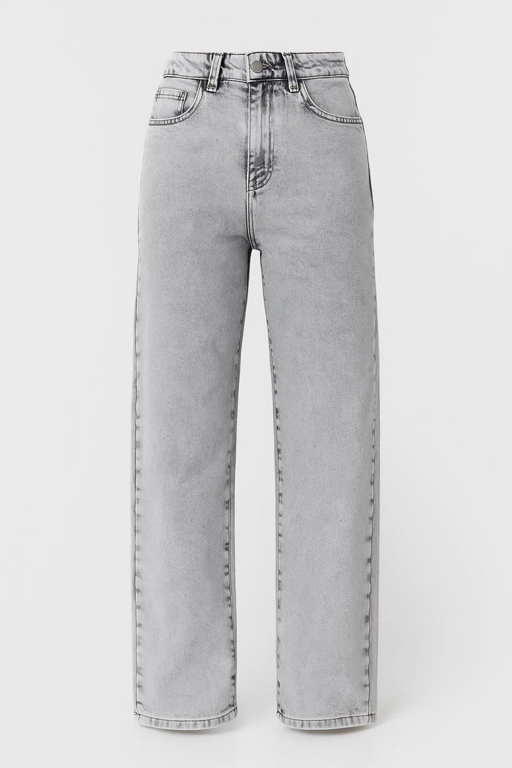 Zarvella | Women's Baggy Wide Leg Jeans - Grey - Image 2