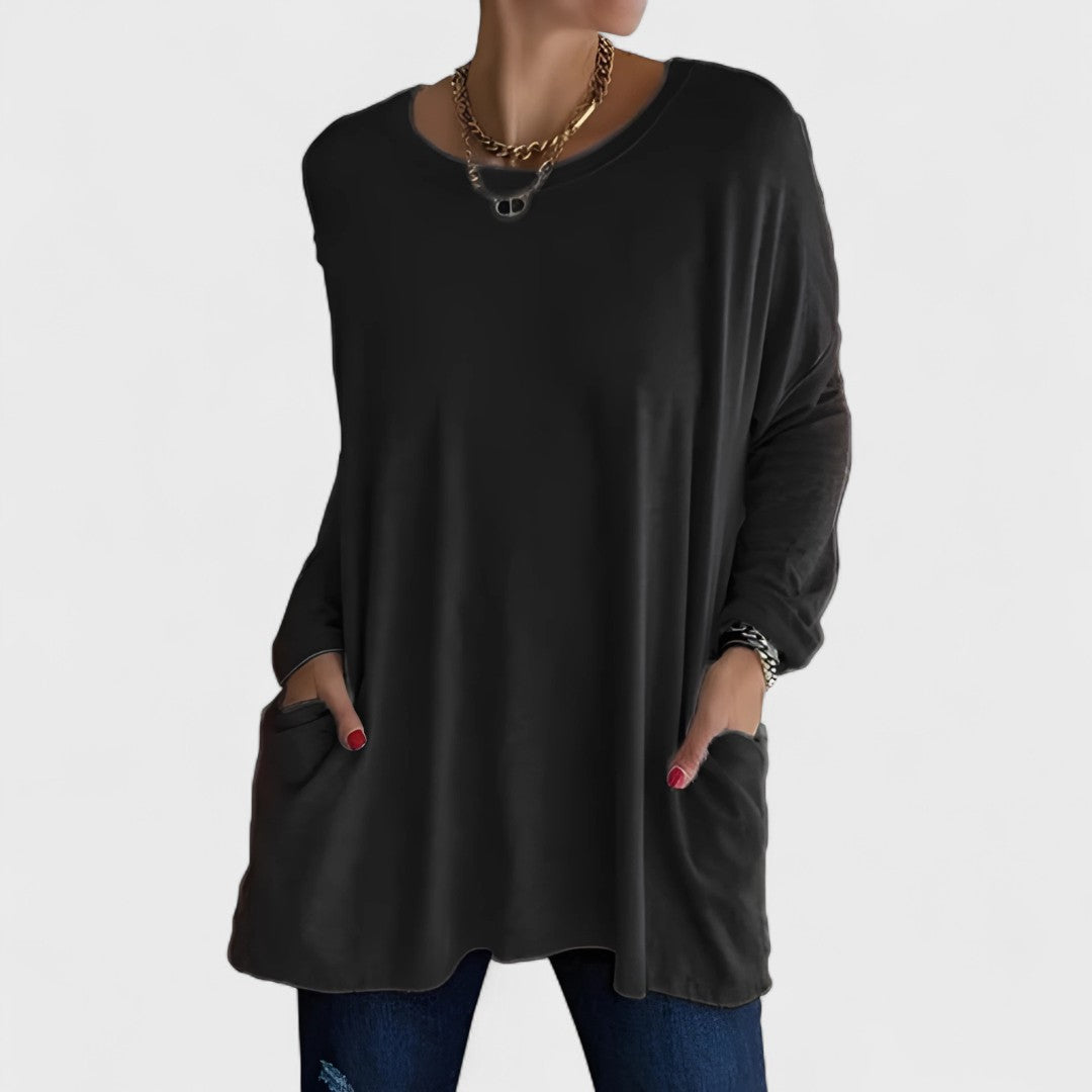 Zelvara | Women's Oversized Long Sleeve Tunic Top - Image 1