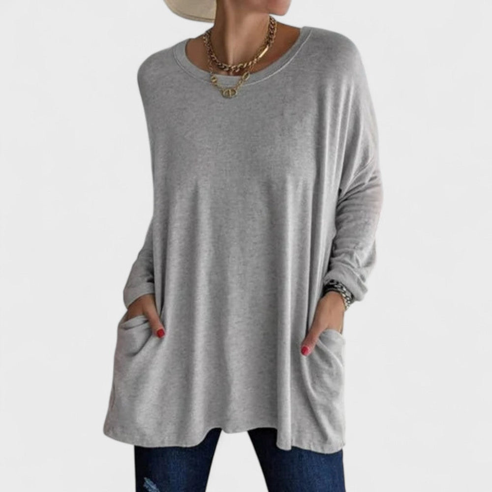 Zelvara | Women's Oversized Long Sleeve Tunic Top - Image 2