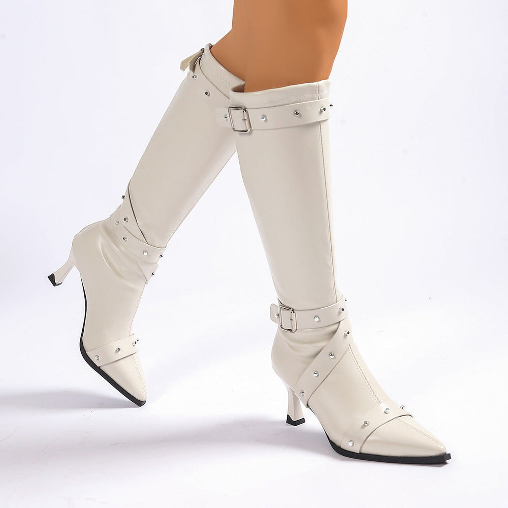 Zivara | Women's Knee-High Boots with Buckle Straps - Image 2