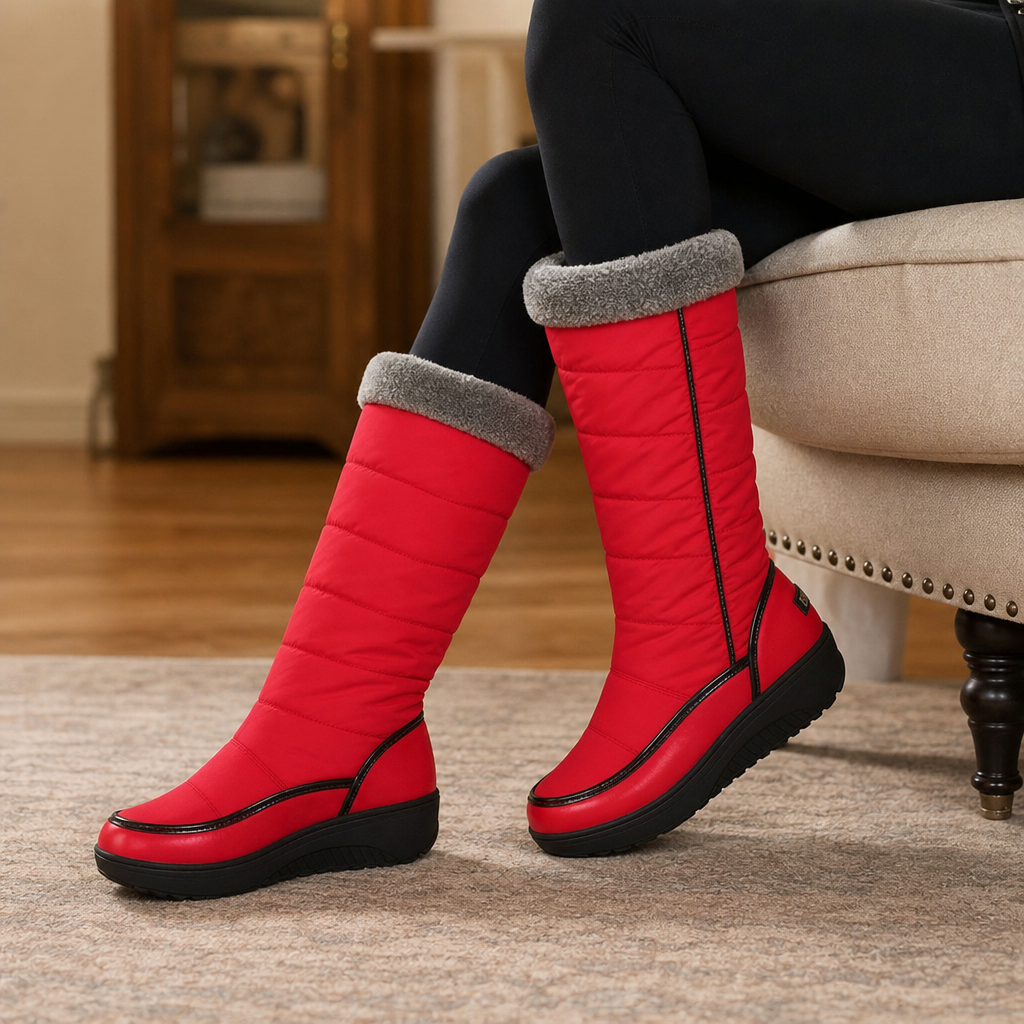 Zovelle | Women's Waterproof Knee-High Winter Boot - Red - Image 1