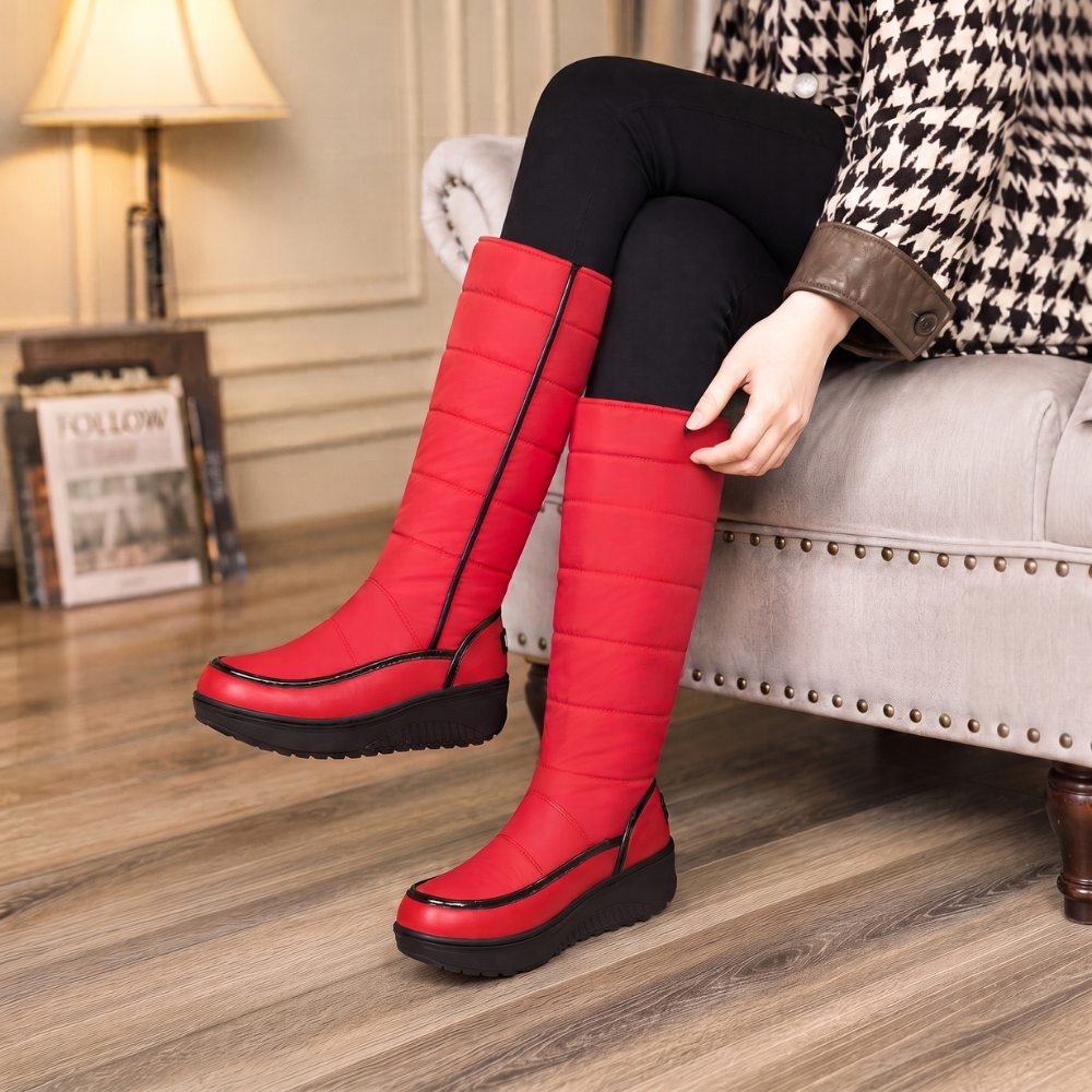 Zovelle | Women's Waterproof Knee-High Winter Boot - Red - Image 2